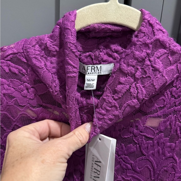 NWT AFRM Vibrant Purple Lace dress with slip - Picture 6 of 8